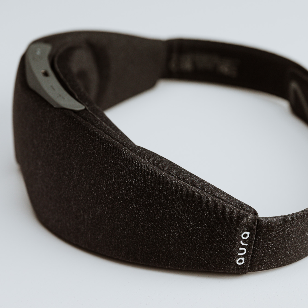 Close-up of Premium, breathable materials  of the Midnight Black Aura Smart Sleep Mask 